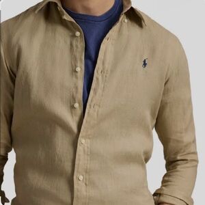 Ralph Lauren Men's XXL Beige Long Sleeve Button Up Shirt